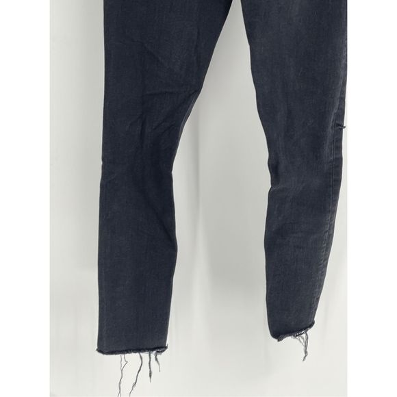 Free People Jeans Skinny Women Size 27 Black Raw Hem Distressed High Rise - Picture 9 of 13
